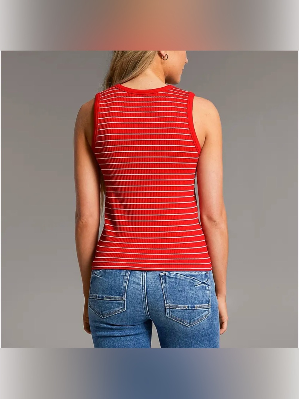 BKE Core Ribbed Striped Tank Top - Picture 2 of 3